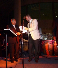 Viejas' Charlie Brown accepts special award from executive dean Henri Migala.