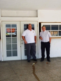 Council candidate Drum Macomber, right, and mayoral candidate Todd Moore, left, hope to clean up and revitalize El Cajon and bring in new businesses.