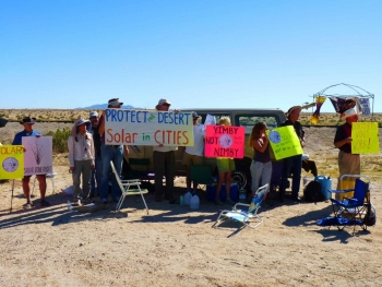 Protestors near Ocotillo; photo by Miriam Raftery