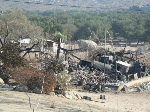 Burned debris in Potrero, photo by Miriam Raftery