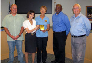 Brian Hauge (Park and Recreation Supervisor), Debbie Alfsay (Union Tribune Representative), Cindy Smith (Park and Recreation Supervisor), Jonnathan Skinner (Director of Park and Recreation). and Bill Pommering (Board President).