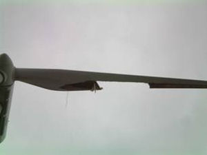 Damaged turbine blade at Campo wind facility